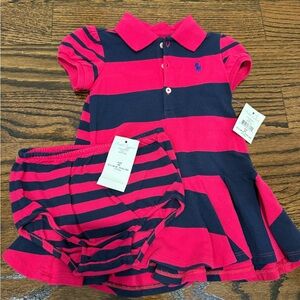 Ralph Lauren Pink and Navy Striped Polo Dress Set